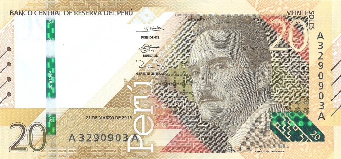 20 Peruvian sol banknote (PEN), Peru, 2021 series, front side